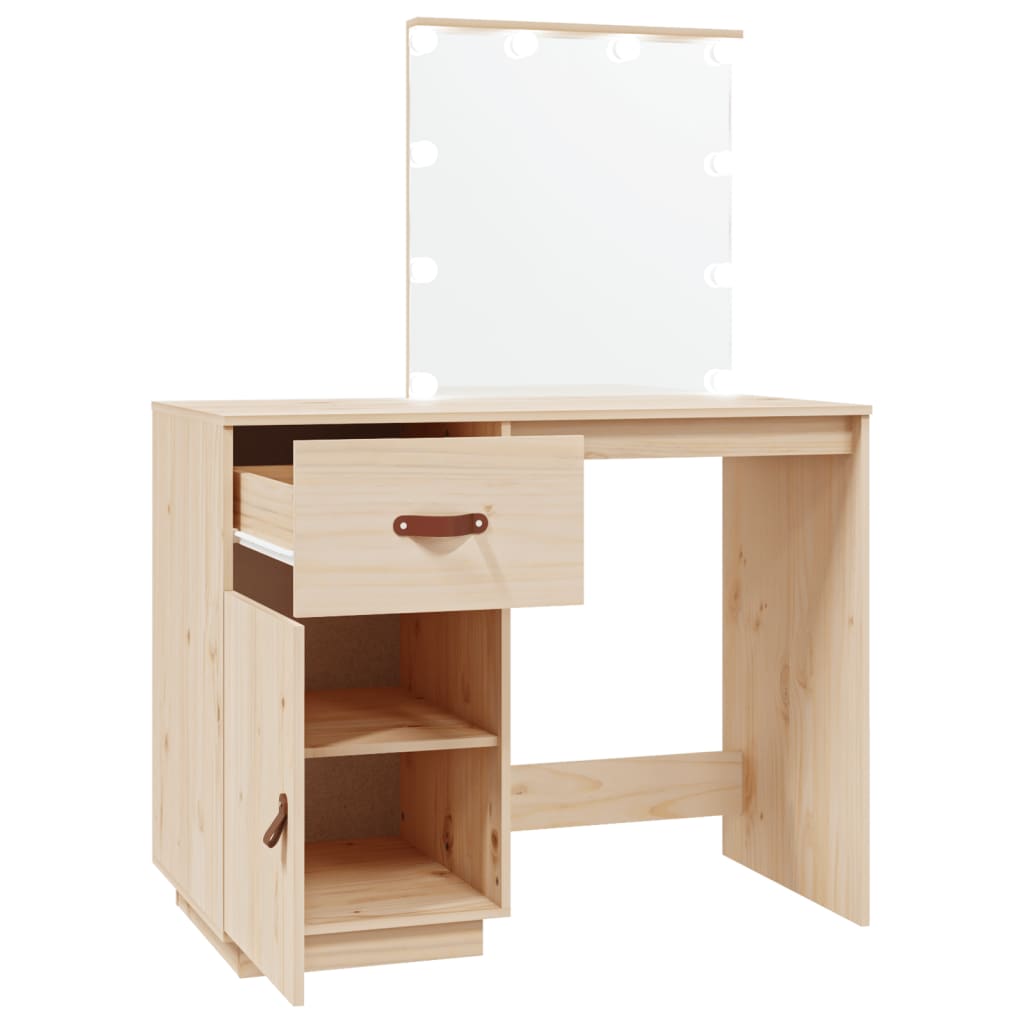Dressing Table With Led 95X50X133.5 Cm Solid Wood Pine